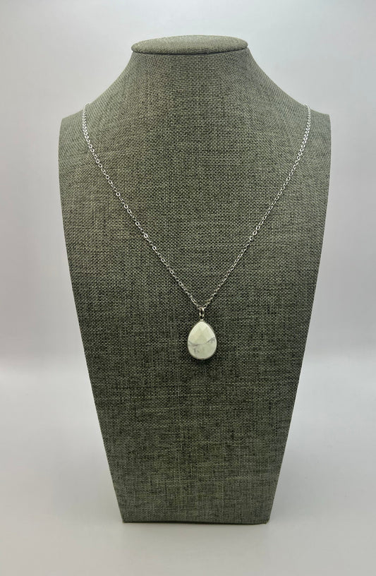 Teardrop White Howlite Necklace