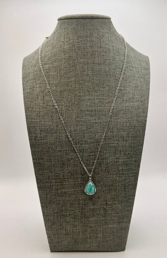 Teardrop Blue Howlite Necklace