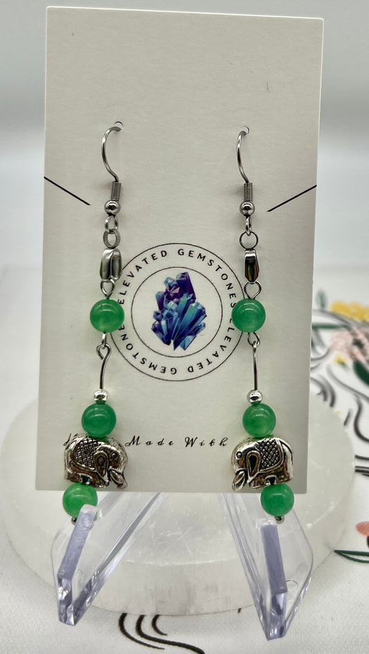 Green Aventurine Elephant Earrings